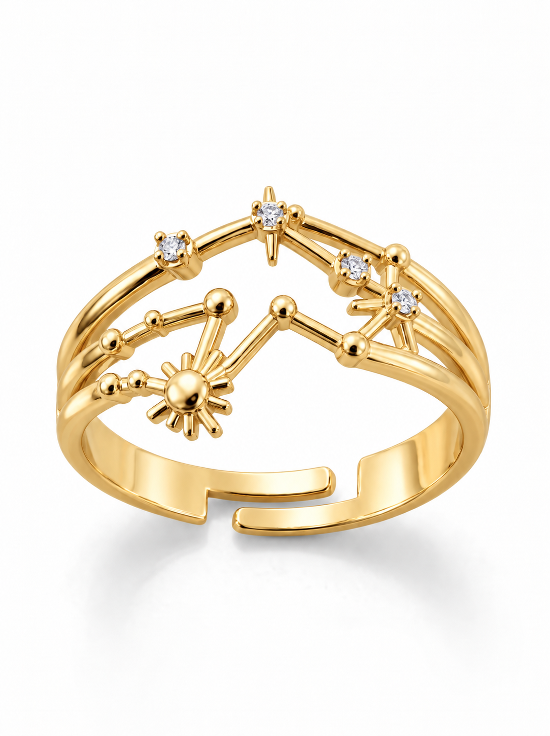 Cosmic Ring in 18K gold vermeil with champagne stones set among stars in a constellation design