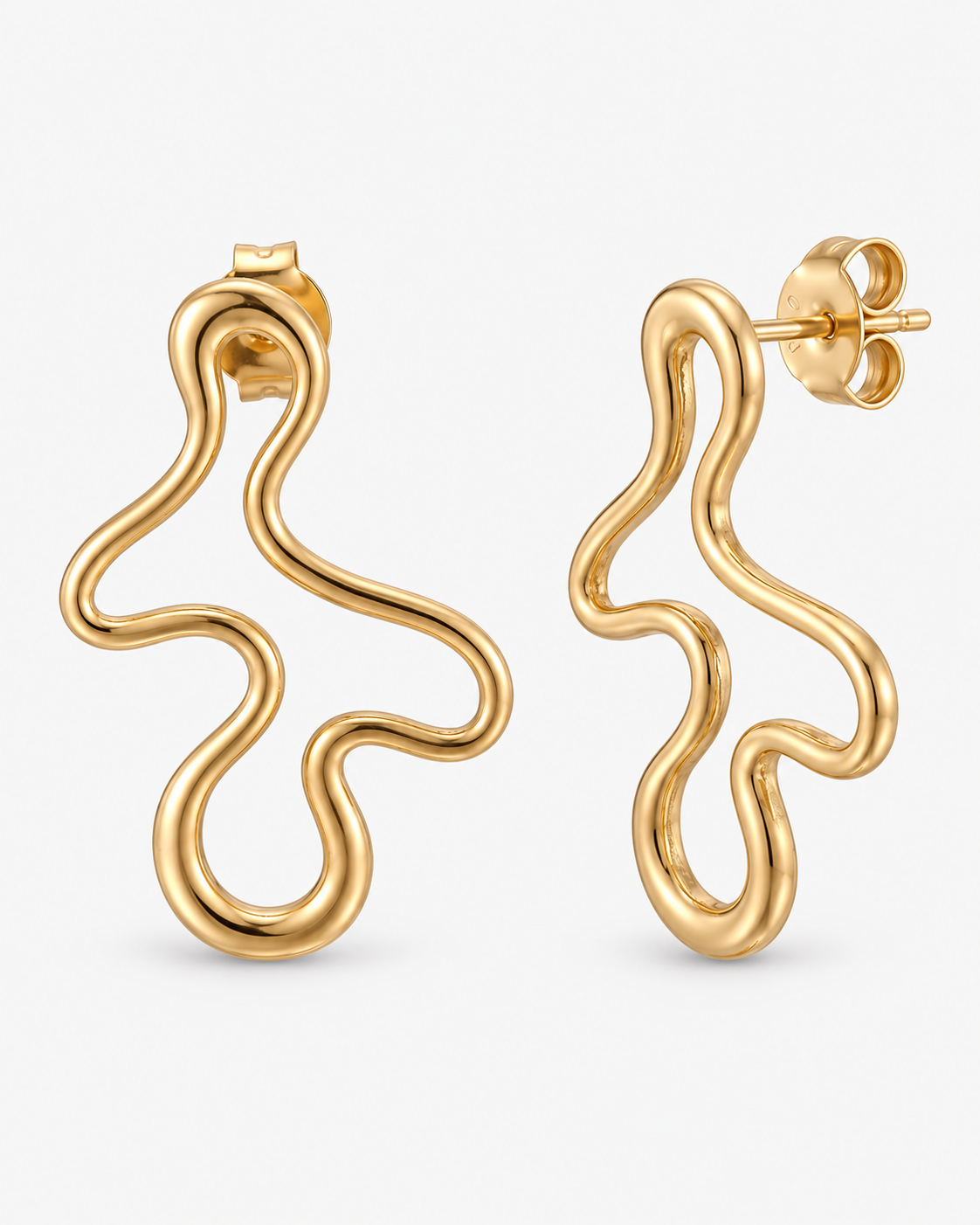 Doodle Studs in 18K gold vermeil: freehand squiggles, like a line drawn without lifting the pen