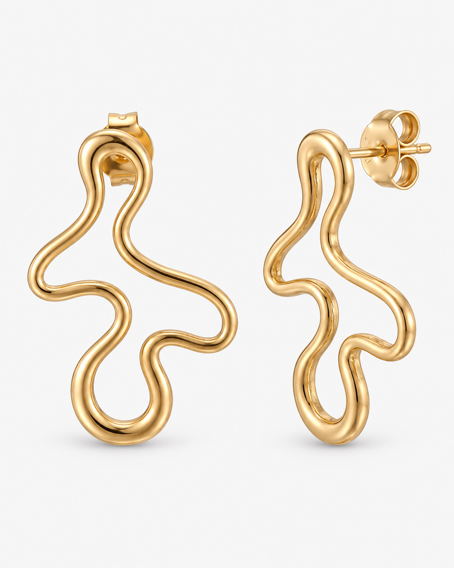 Doodle Studs in 18K gold vermeil: freehand squiggles, like a line drawn without lifting the pen