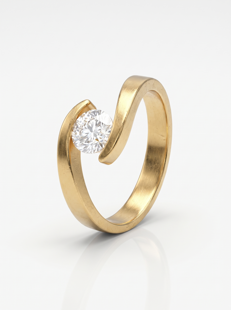 Embrace Ring in 18K gold vermeil with a white stone cradled where the band wraps around itself