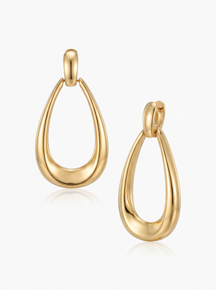 Teardrop Earrings in 18K gold vermeil: open polished teardrops hanging from small loops